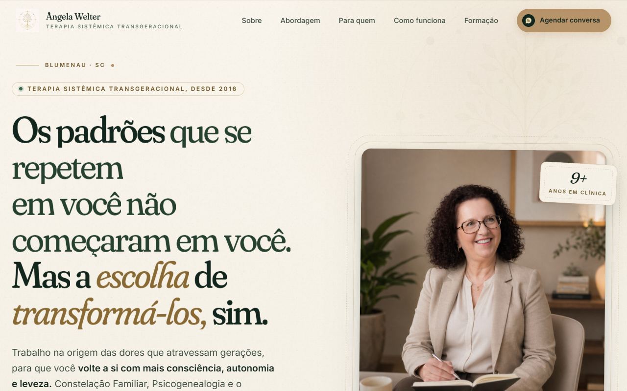 Landing page da terapeuta Ângela Welter