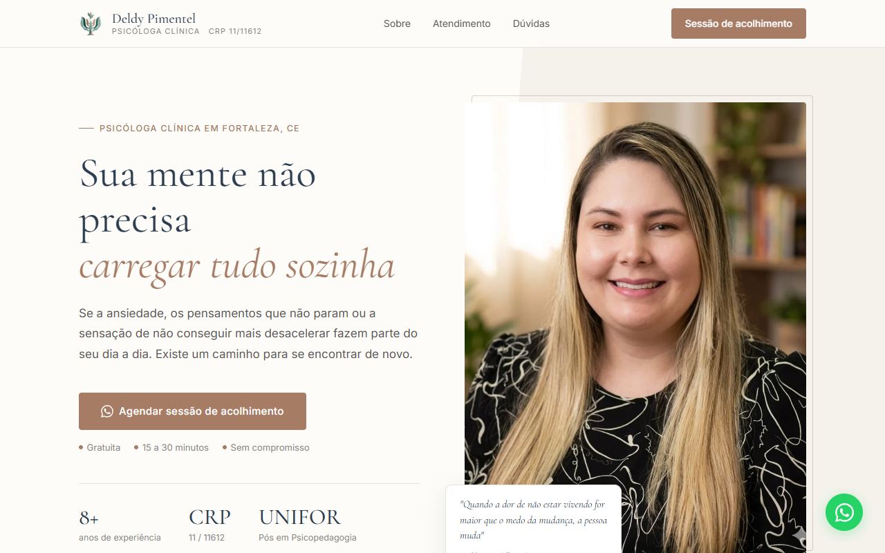 Landing page da psicóloga Deldy Pimentel