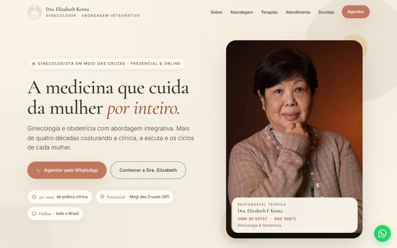 Landing page da ginecologista Dra. Elizabeth Konta