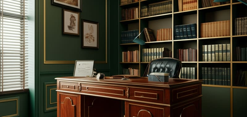 Modelo O Especialista — design verde e dourado para psicólogos